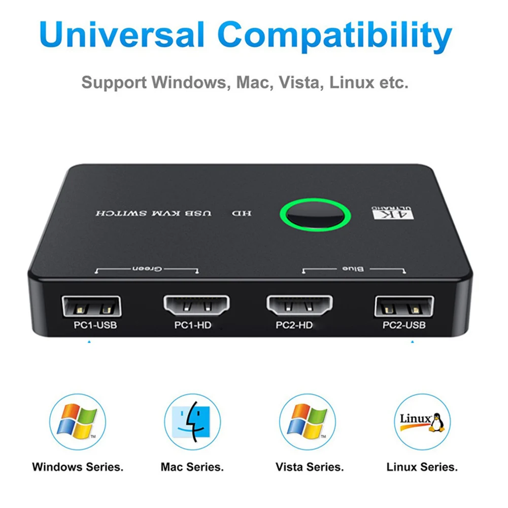 أجهزة HD KVM طابعة لوحة المفاتيح والماوس KVM وحدة التحكم المشتركة التوصيل والتشغيل USB KVM معدات عرض محدد لمشاركة 2 قطعة
