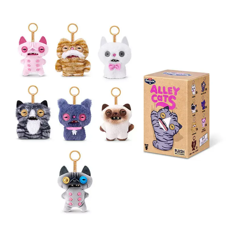 Original Fuggler Alley Cats Keychain Plush Toys Blind Box Funny Ugly Teeth Monsters Doll Stuffed Animal Peluche Collectible Gift - view 2