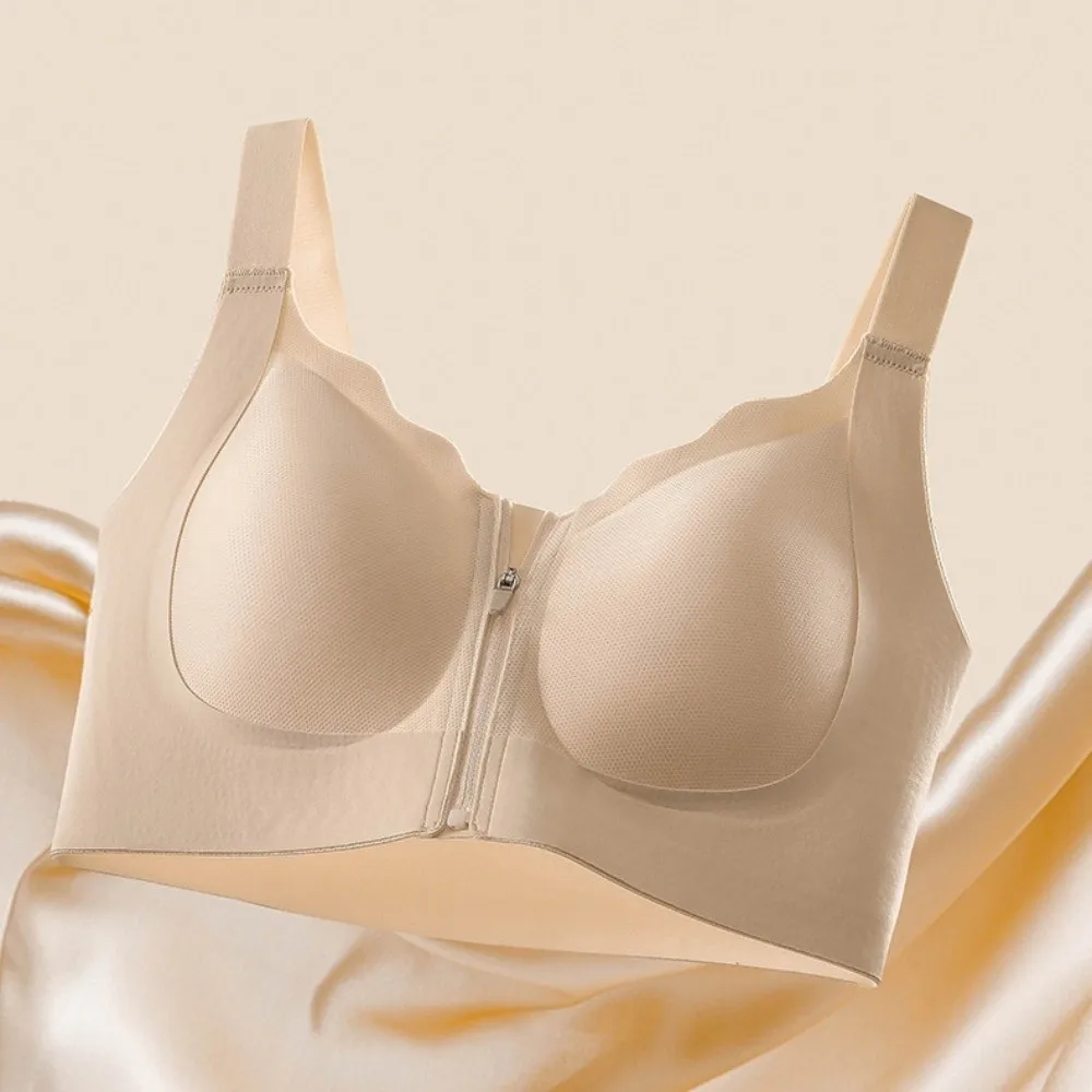 

Comfortable Shock Absorption Front Zipper Bra Push Up Lingerie Wireless Bra Fixed Cup Seamless Women Underwear Sports