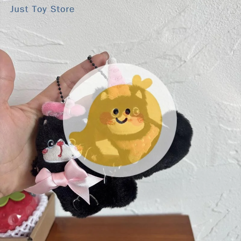 1 pièce Porte-clés en peluche chat siamois avec nœud Kawaii, pendentif chaton mignon pour décoration de sac à dos, accessoires animaux, cadeau