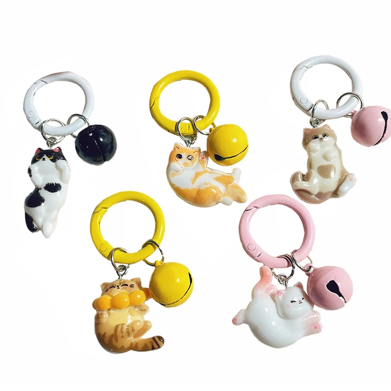 Cute Simulation Cat Keychain Cartoon Kitten Keyring Bag Pendant Car Key Holder Backpack Key Accessories For Couple Gifts