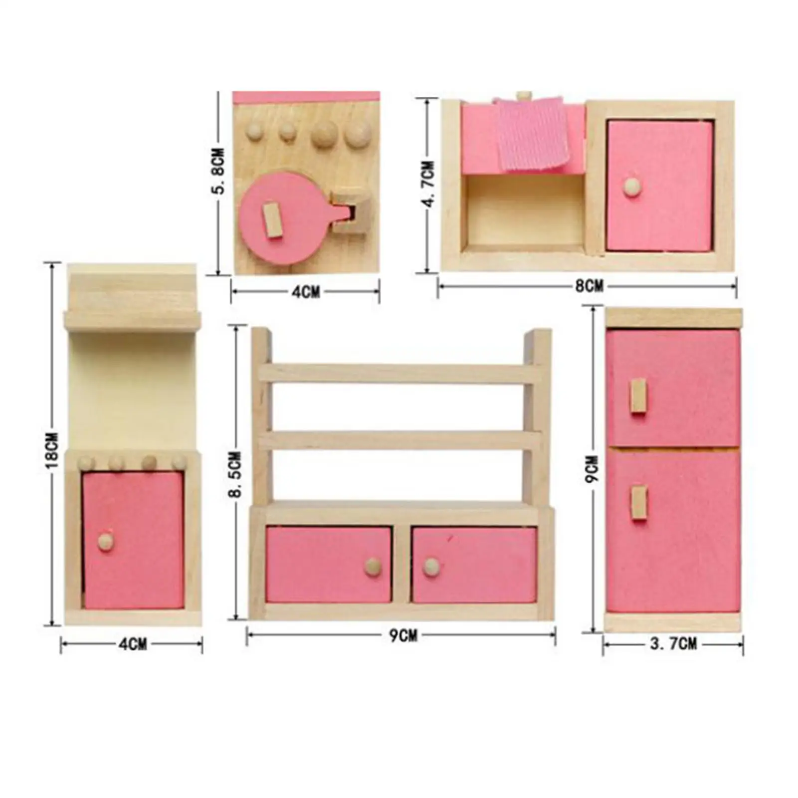 Wooden Dollhouse Furniture Set Dollhouse Decor Role Play Games DIY Part Classic Hobby Crafts for Toddler 3+ Boys Girls Kids