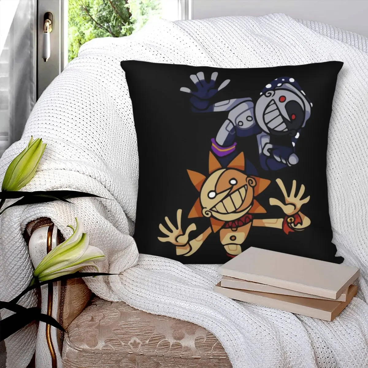 SunDrop And MoonDrop Fnaf Security Breach Square Pillowcase Polyester Pillow Cover Velvet Cushion Decor Comfort Throw Pillow