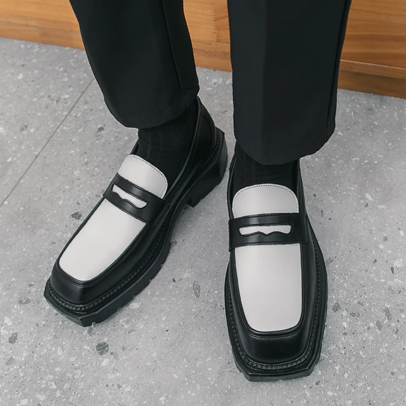

Japanese and Korean Versions of British Style Loafers with Sponge and Color Blocking Niche Student Youth Casual Business Shoes