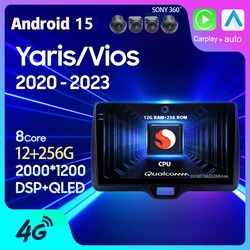 Android 15 Carplay Auto For Toyota Yaris Vios 2020 - 2023 Right hand drive Car Radio Multimedia Player GPS Video 2 Din Head Unit