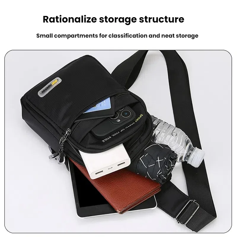 Lässige Herren-Umhängetasche mit mehreren Taschen zur Aufbewahrung, geeignet für leichte Umhängetaschen, multifunktionale Brusttaschen – Detail 6