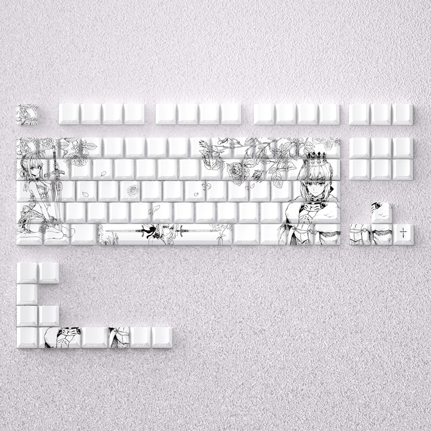 98 Key Cap Saber Keys Cute Anime Keycaps PBT Cherry Profile Keycap Mechanical Keyboard Made68 Mad68 Wooting 60