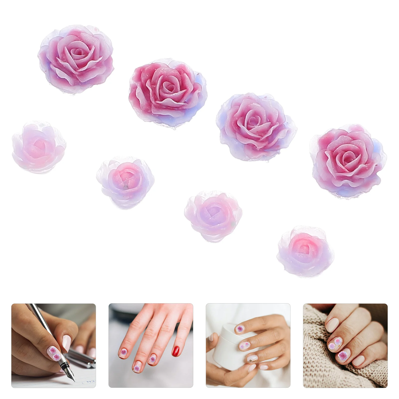 

Flower Nail Charms 3D Rose Nail Art Decorations Small Vibrant Color Durable Resin Romantic Acrylic Nails Flower Gems