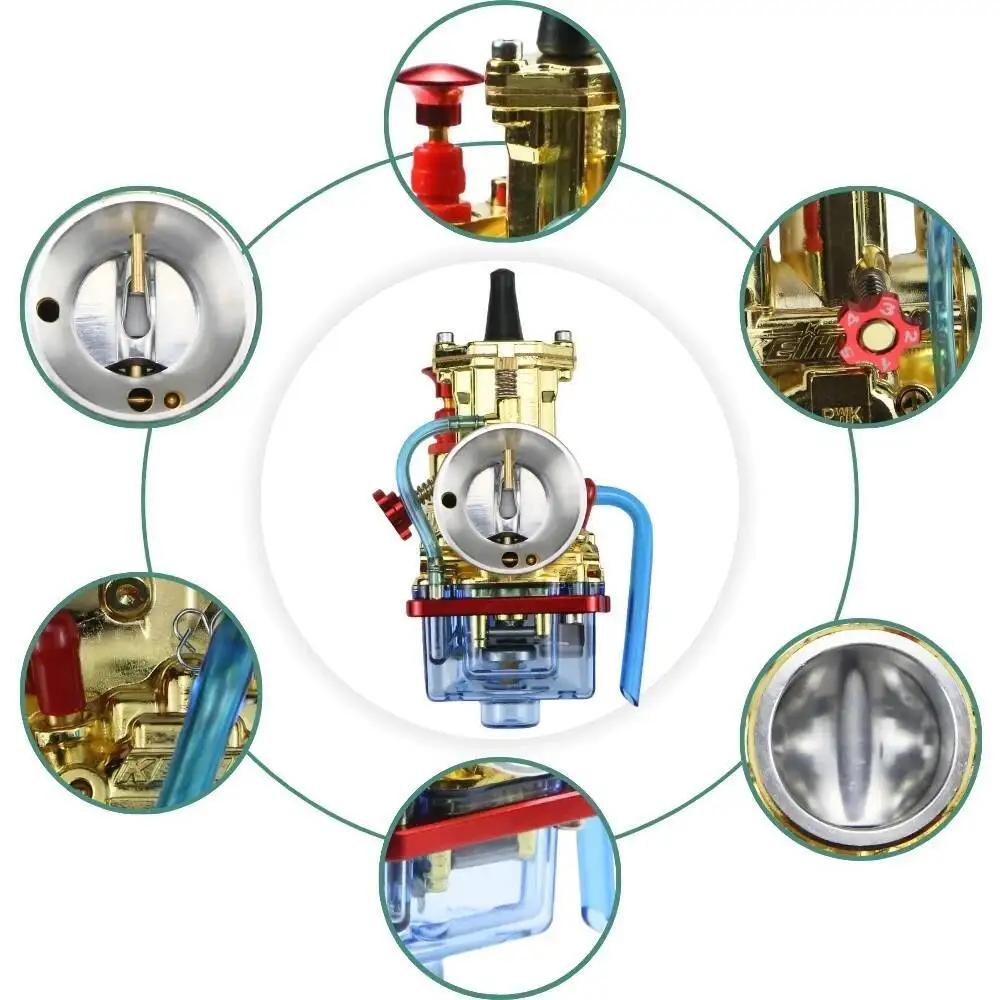 Motorcycle Carburetor 2-Stroke 4-Stroke PWK 28Mm 30Mm 32Mm 34Mm For Keihin Dirt Bike ATV Racing 125-250Cc Motors Golden Color