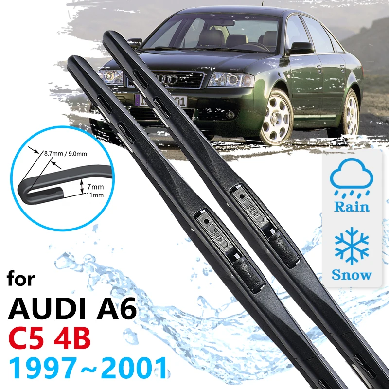 Car Front Wiper Blade For Audi A6 C5 4B 1997 1998 1999 2000 2001 S6 RS6 Allroad Windscreen Windshield Brushes Accessories Washer