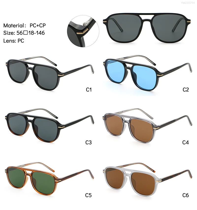Peekaboo Sonnenbrille mit quadratischem Rahmen für Damen, Unisex, CP-Acetat, modische Sonnenbrille für Herren, UV400, Blau, Braun, Grün, 2024, Sommer – Detail 4