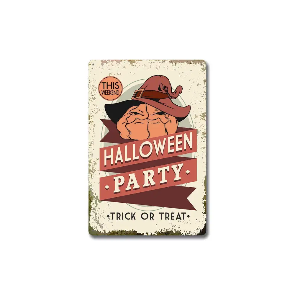 SLALL Halloween Party.Suitable Retro Street Sign Household Metal Tin Sign Bar Cafe Car Motorcycle Garage Decoration Supplies