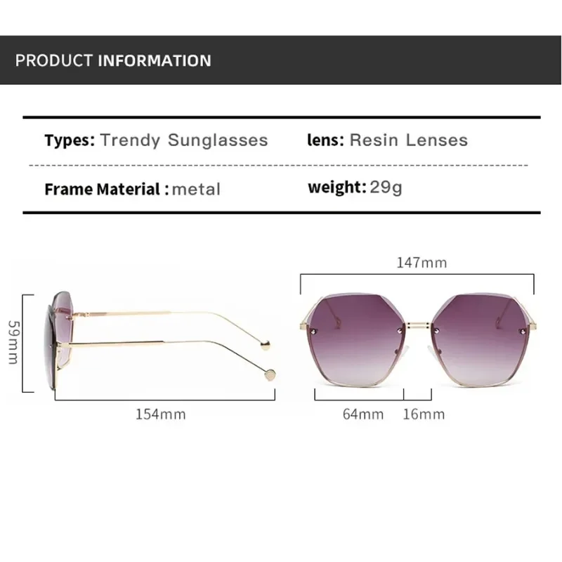 Brand Design Fashion New Polygonal Metal Sunglasses Retro Ladies Glasses Classic Trend Luxury Driving Travel Eyewear UV400 - view 6