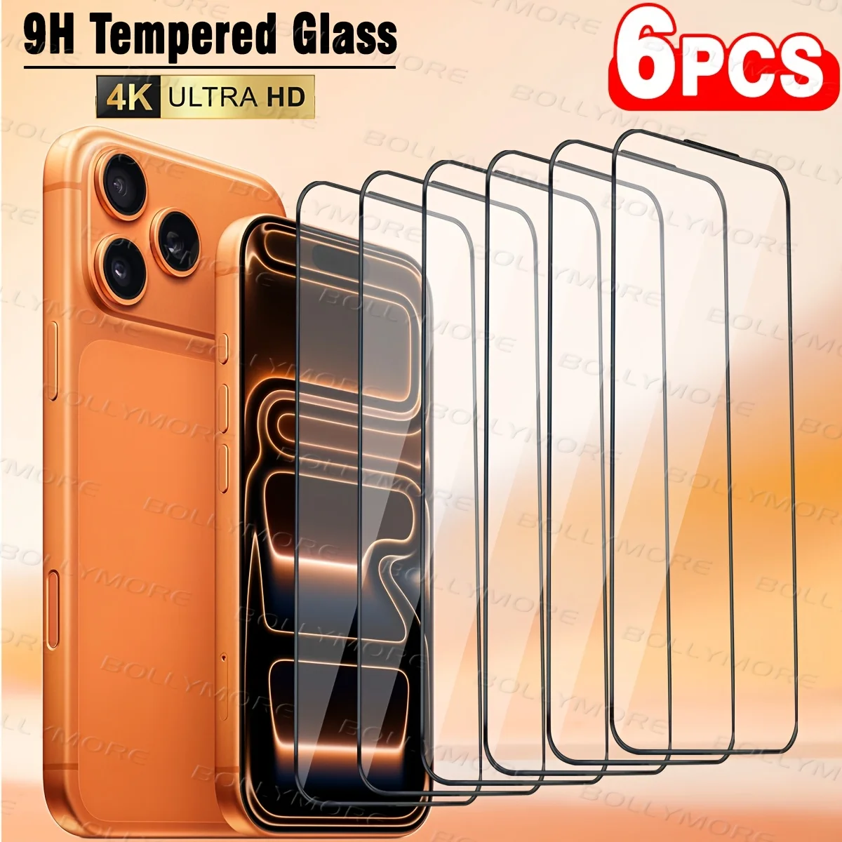 6 Stück, Panzerglasfolie, Vollbildabdeckung, Displayschutz, geeignet für iPhone 17 Pro Max/16/15/14/13/12/11 Pro Max/XR/X