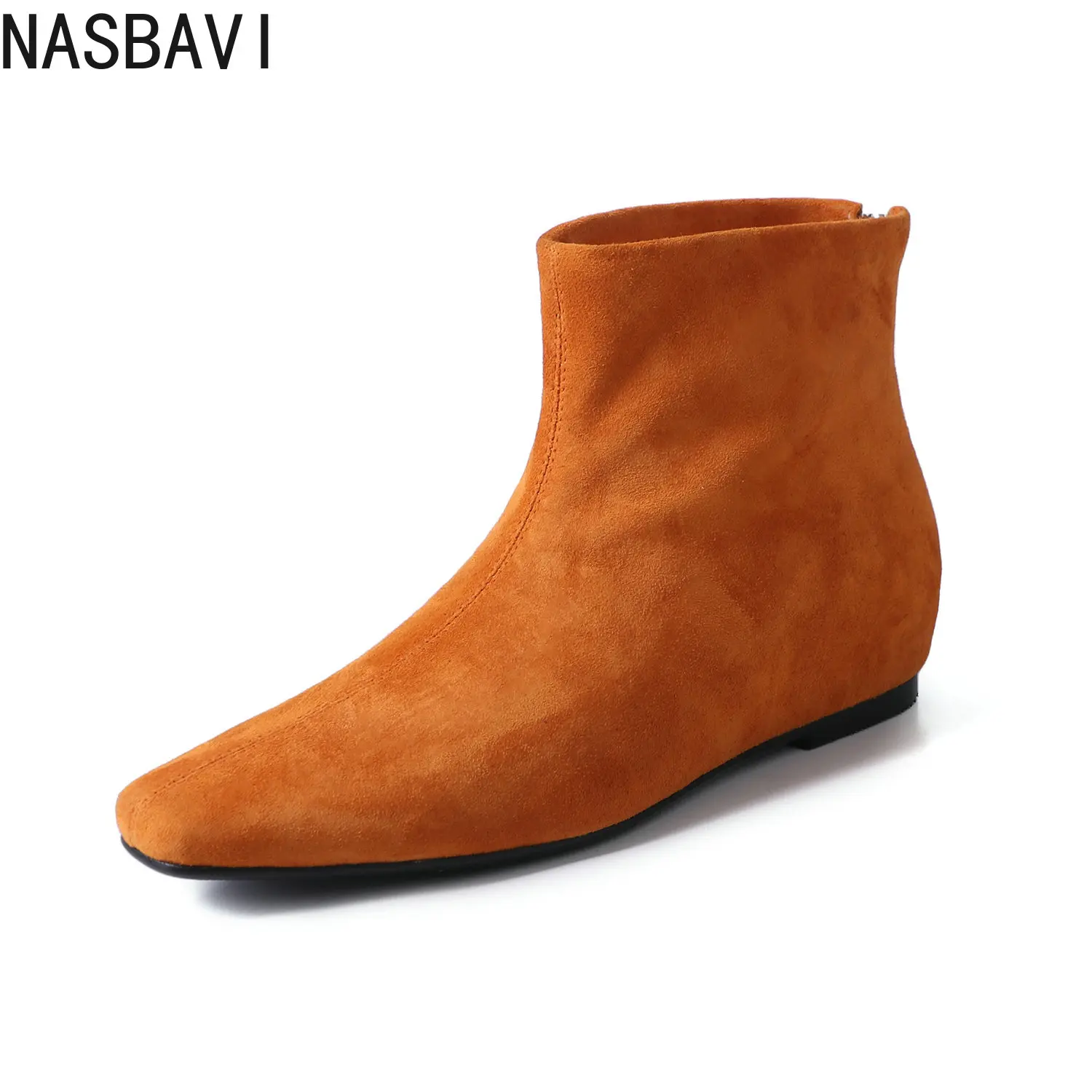 

NASBAVI 2026 Fashion Women Ankle Boots Autumn Mid Heels Round Toe Cow Suede Wedge Shoes Casual Winter Dress Short Boots 34-43