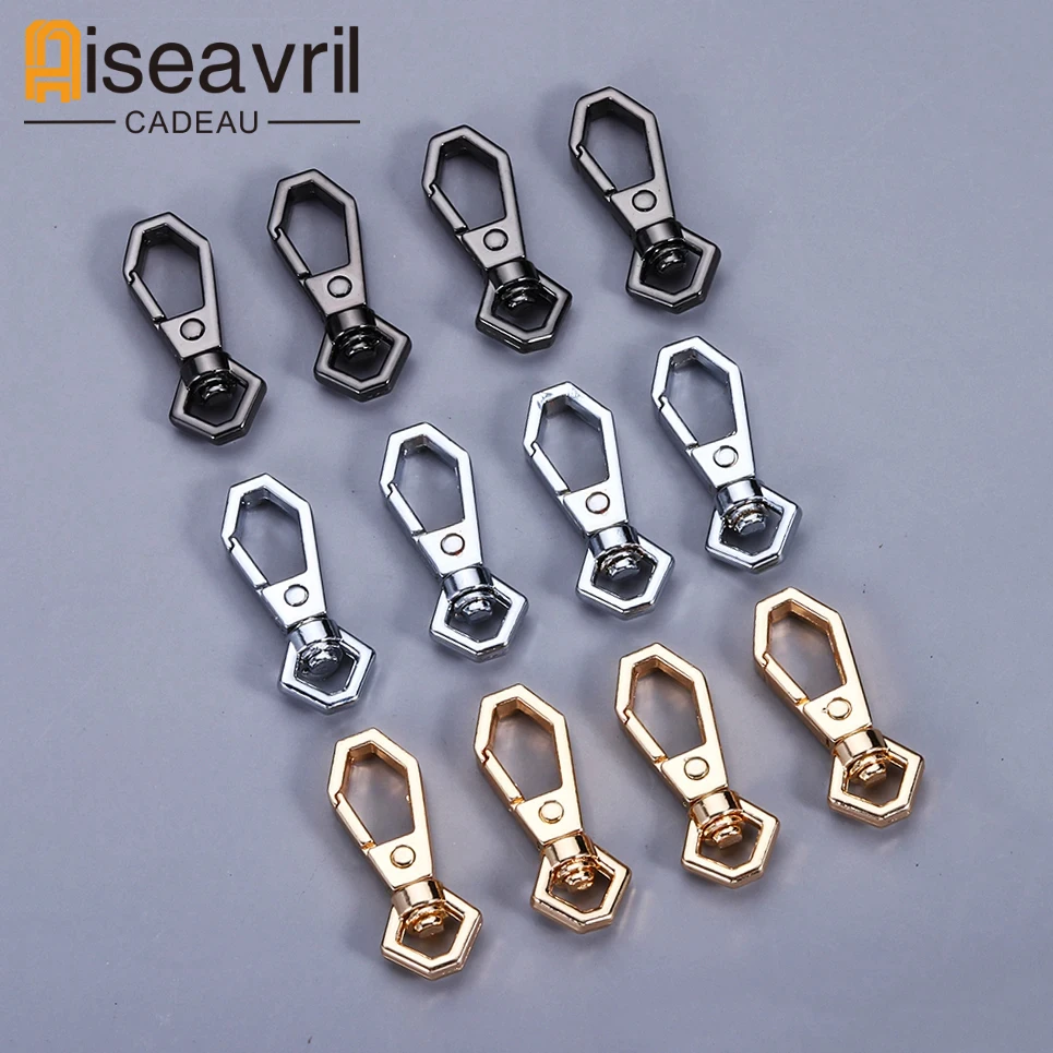 

50PCS Metal Polygonal Swivel Trigger Snap Hook Spring Gate Clasps Clips Leather Belt Pet Leash Bag Strap Webbing Keychain Hooks