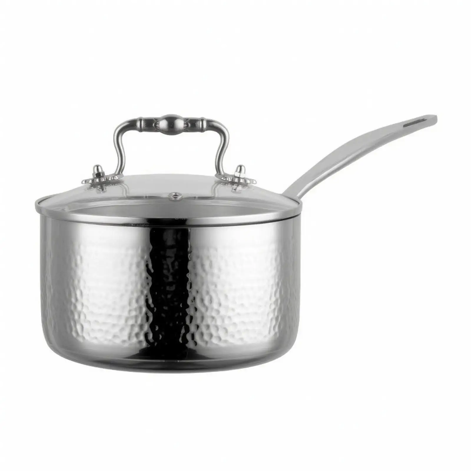 Cookware with Hammered Exterior Uncoated Stainless Steel Pot Stainless Steel Pan Long-Lasting Easy to Clean for Home Cooks