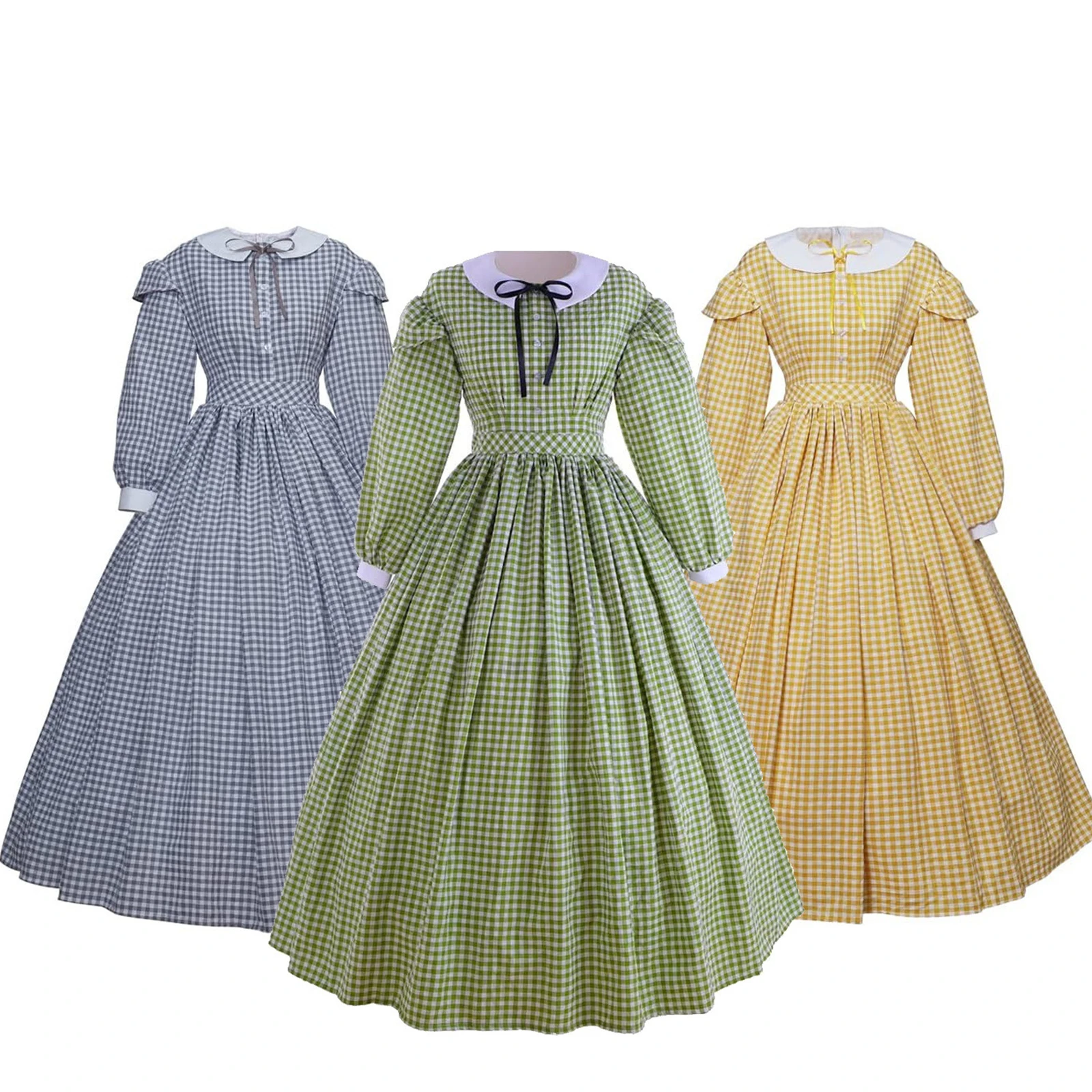 

Women'S Civil War Plaid Dress 1860s Victorian Dress Ball Gown Costume Halloween Stage Performance clothes
