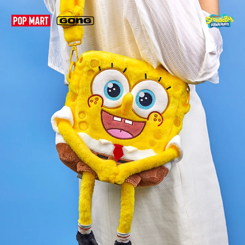 POP MART GONG Spongebob Squarepants Bag Plush Crossbody Bag Female Cute Children's Cartoon Bag Birthday Gift