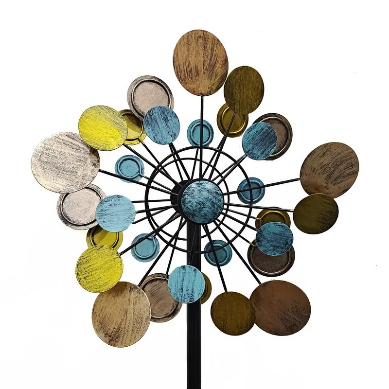 

Outdoor small windmill double-sided rotating hand-painted antique matte wrought iron