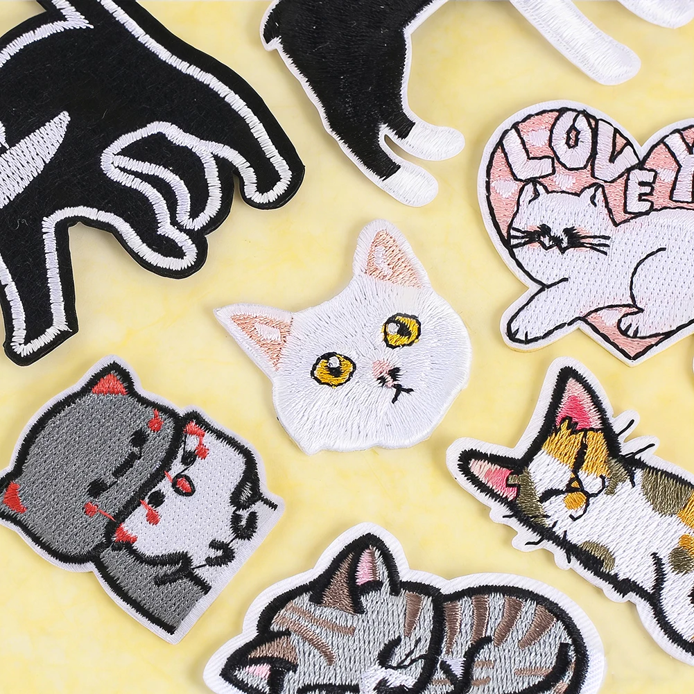 Niedliches Katzen- und Hunde-Stickerei-Aufnäher-Set zum Aufbügeln für Kinderkleidung, Rucksack, Hut, Dekoration, Geschenk für Katzenliebhaber, Kindergeschenk, Neu. – Detail 4