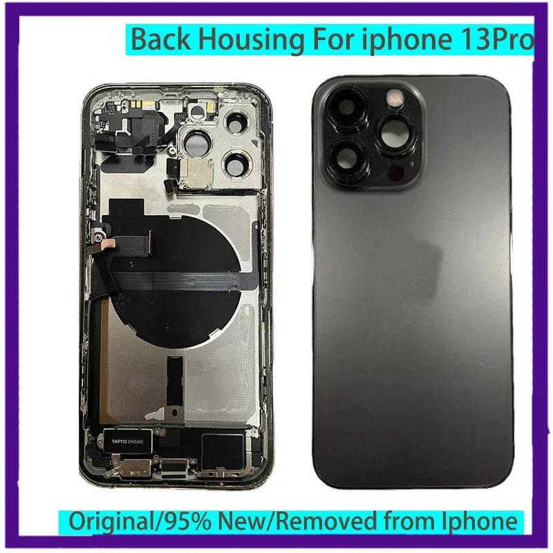 

Rear Door Chassis Back Battery Cover, Full Housing with Middle Frame, Sim Tray, All Small Parts Flex for iPhone 13Pro