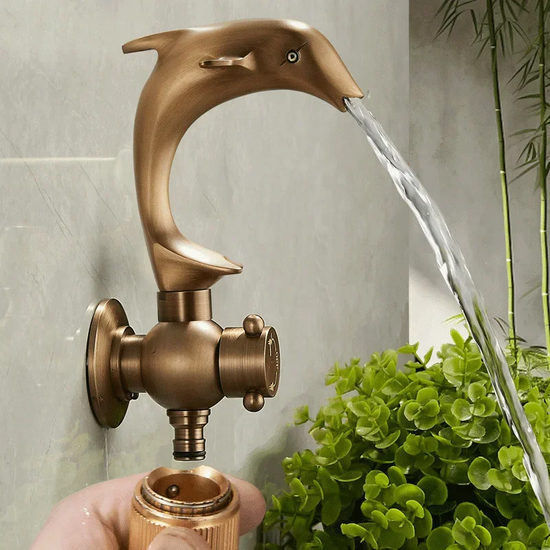 Antique-style all-copper European basin faucet, vintage hot and cold single-hole washbasin faucet