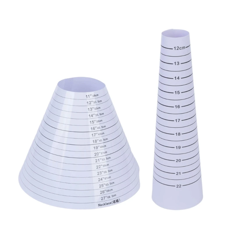DIY Necklace Rings Sizer Cones Measuring Ruler Circular Gauges Plastic Tool Necklace Measurement Tool for Accurate Necklace