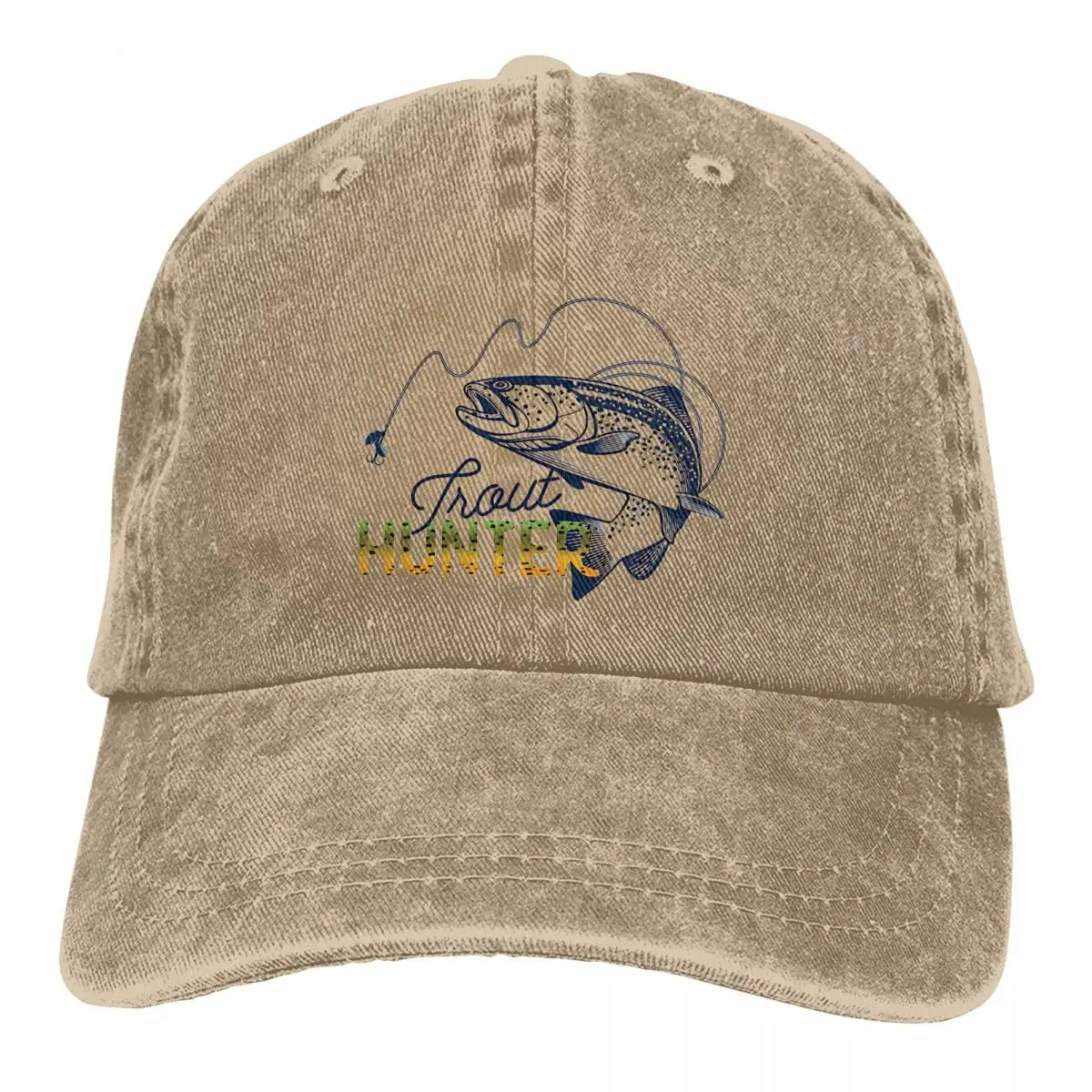 

Fly Fishing Trout Rainbow Hunter Fishing Lover Retro Baseball Hat Cotton Sun Protaction Caps Unisex Casual Golf Hats