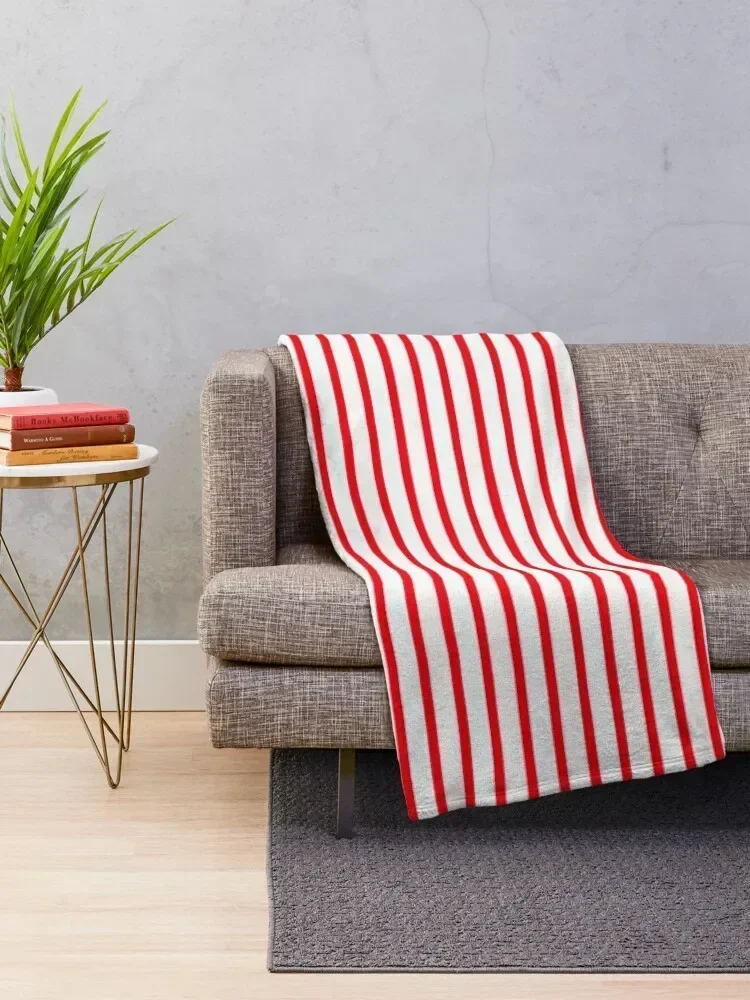 Red Pinstripe Design On White Background Throw Blanket