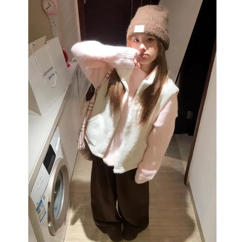 

Жилеты Жилеты Тонкий женский жилет Кружевной зимний плюшевый полный подкладка Теплый моющийся мягкий домашняя одежда Уютная домашняя удобная нежная ПР