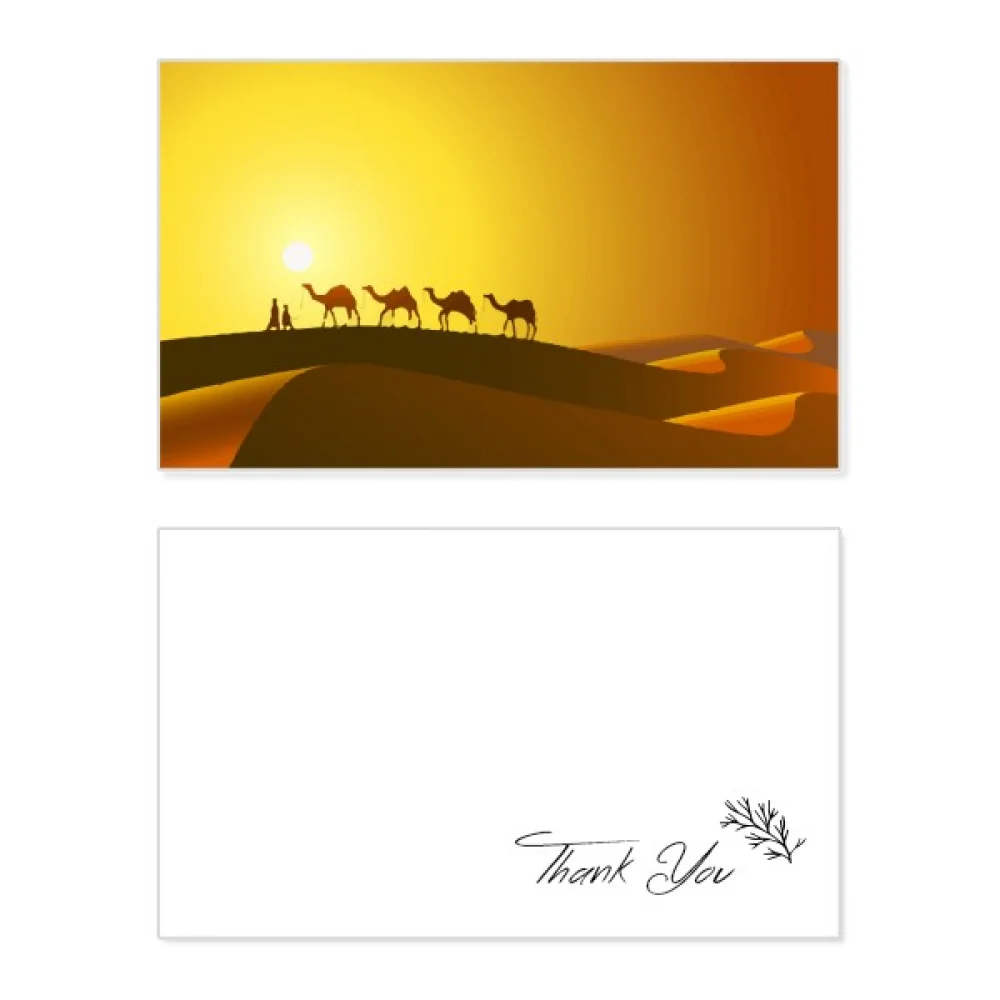 

Sunset All the Way to the Silk Road Camel Desert Thank You Card Birthday Paper Greeting Wedding Appreciation