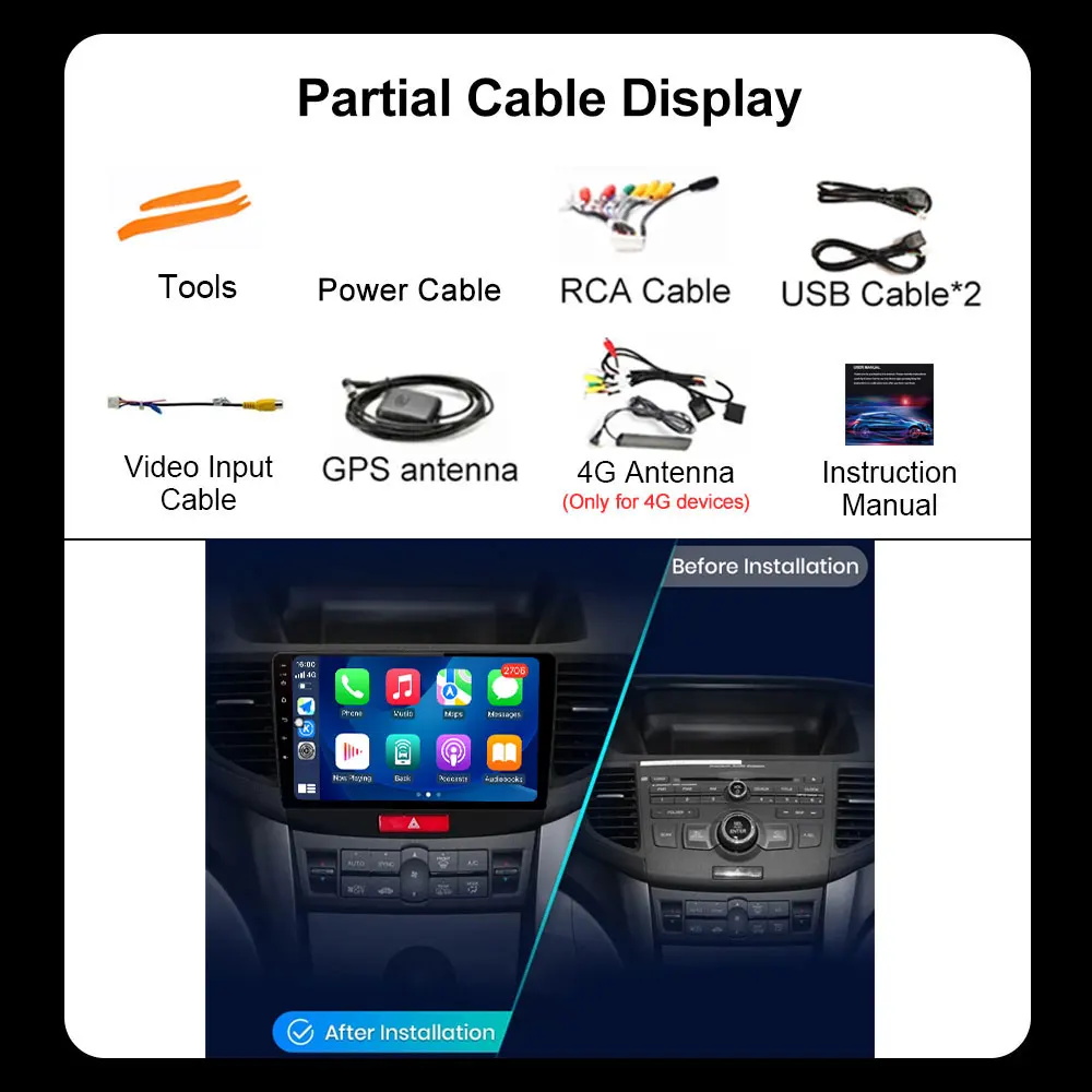 Wireless CarPlay Android Auto Radio for Honda Accord 8 2008 - 2012 5G Wifi Car Multimedia GPS Tools Fan No 2din DVD
