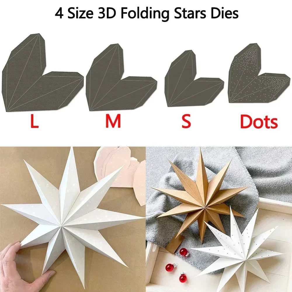 4 Größen 3D-Faltsterne, kreative Metall-Stanzformen für DIY Scrapbooking, Papier, Fotoalbum, Kartenpapier, Prägung, Basteln, Neu