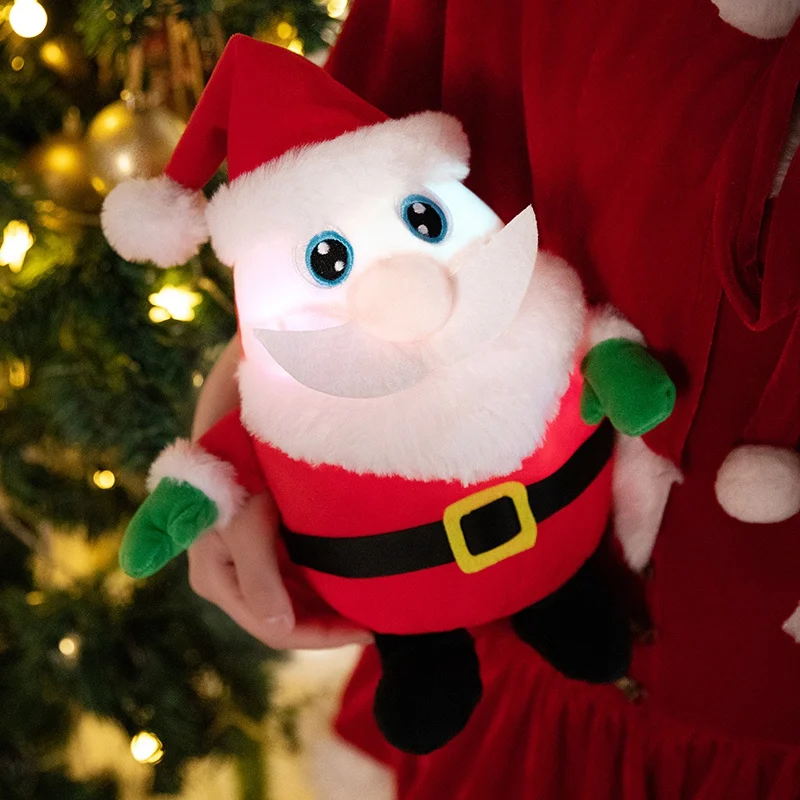 Christmas Shiny Music Plush Toy Luminous Pillow Soft Stuffed Plush Dolls Led Light Toys Elk Snow Man Santa Claus Dolls For Gift