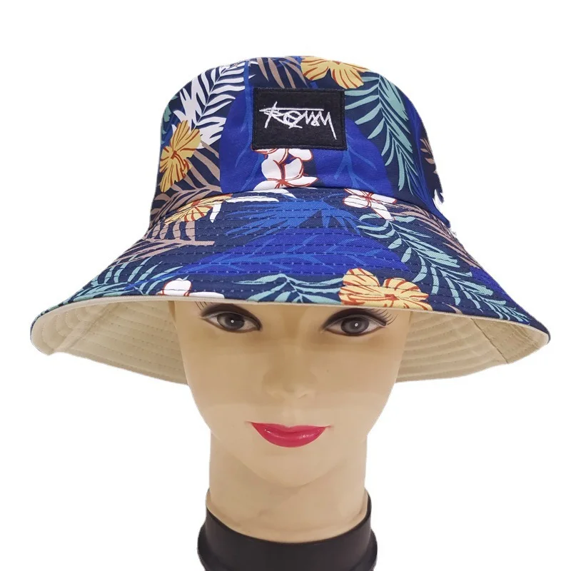 Bocca Big Visor Brim Bucket Hat Reversible Hawaii Hats Double Sides Embroidery Unisex Sun Fisherman Cap Summer Casual Hip Hop