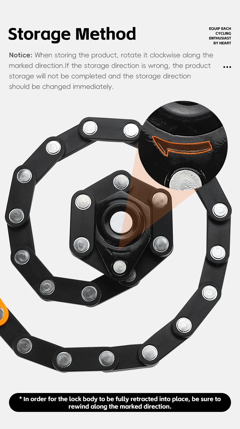 WEST BIKING Faltbares Zahlenschloss Diebstahlsicheres Fahrrad-Kettenschloss aus Aluminium Tragbares E-Bike Roller Sicherheitsschloss Zubehör – Detail 13
