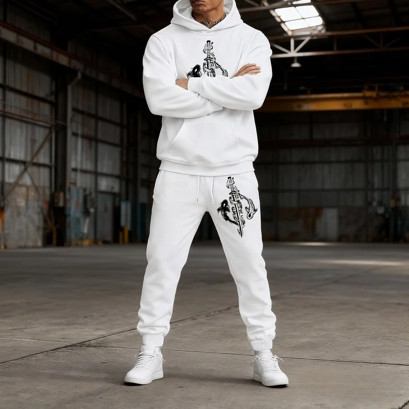 

Men's Thermal 2 Piece Tracksuit - Breathable Hoodie + Elastic Waist Pants Outdoor Sports Suit Soft Casual Athletic Wear