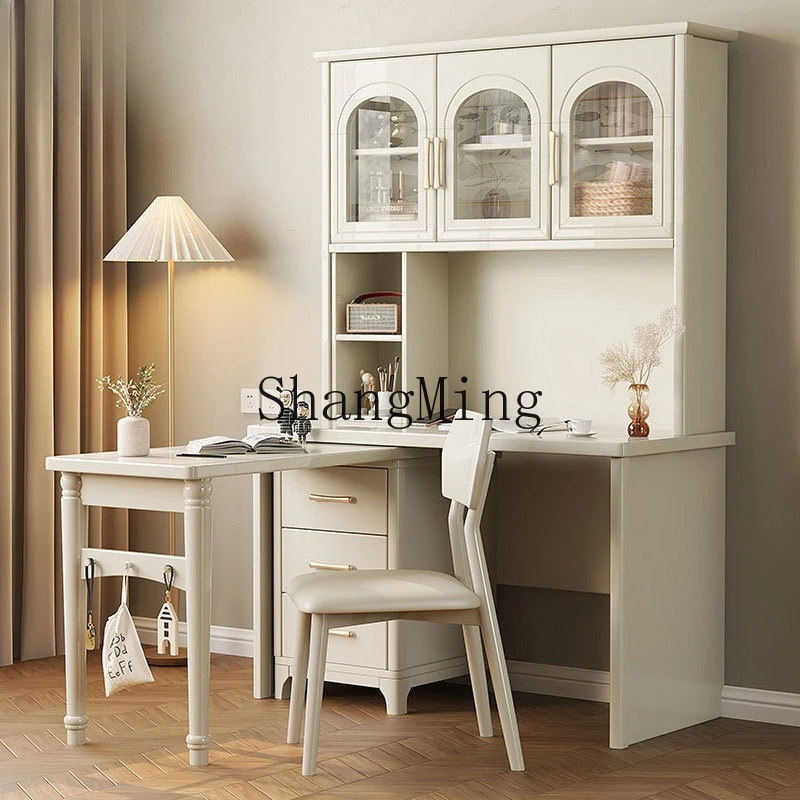 

ZYY solid wood home writing desk, bookcase, integrated table, modern simple corner computer desk and chair combination