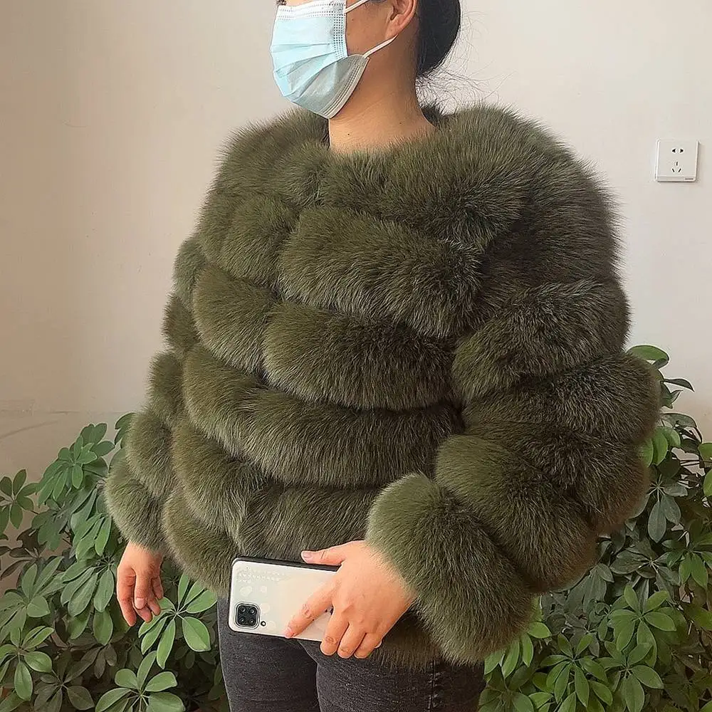 100% Natural Fur Jacket Real Fur Coat Winter Jacket Women Natural Fox Fur Luxury Fashion 50cm Short Jacket Wholesale Hot 2022