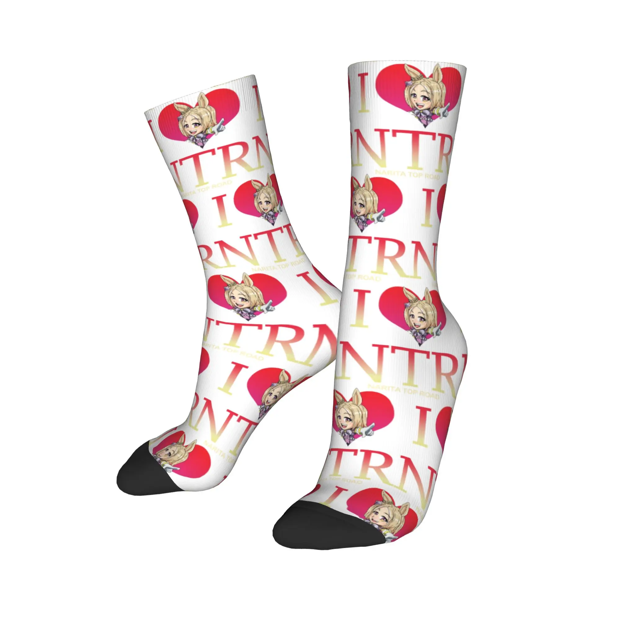 

Cool Umamusume Pretty Derby I Love NTR Basketball Socks Narita Top Road Polyester Long Socks for Unisex Non-slip