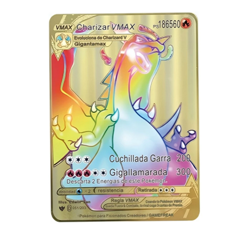 Poke Ball Metal Black English French Metal Card 183200 Points High Mach Charizard Vmax Mega GX Game Collection Card view 2