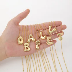 Simple Gold Silver Color 26 Letters Necklaces for Women Beads Chain Initial Necklaces Name Jewelry nkeq52