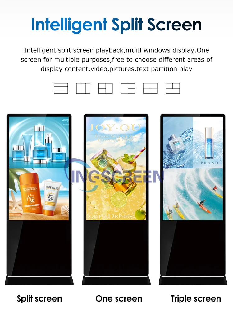 85 Inch Energy Saving Floor Standing Digital Billboard Low Power Advertising Display for 24/7 Hotel Lobby Mall Operation Pro