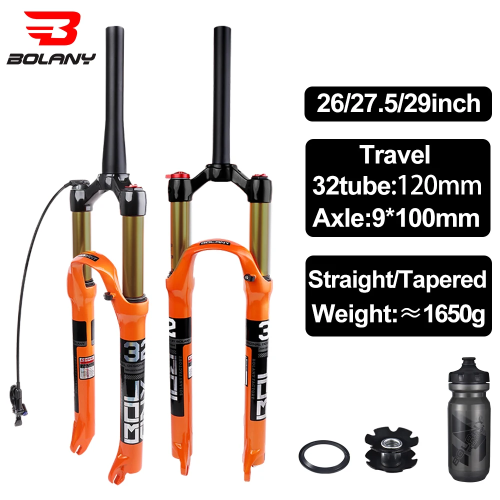 

Bolany MTB Bicycle Fork Magnesium Alloy Air Suspension 26 27.5 29 Inch 32 HL RL100mm Bike Lockout For Cycling Accessories