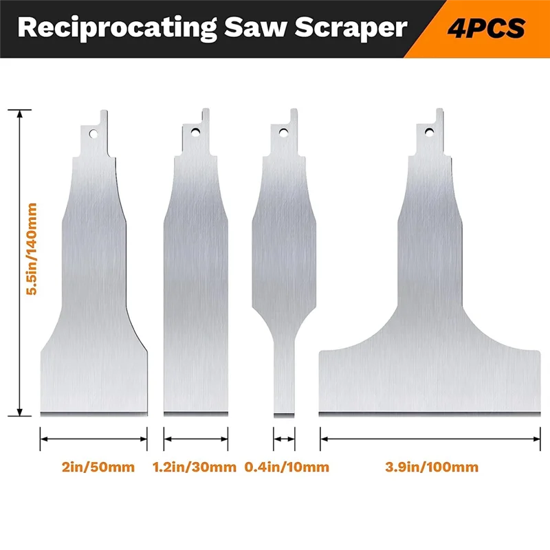 Reciprocating Saw Scraper Blade 4PCS, Blades Recipro Tools As Attachment Accessories and Adapter for Reciprocating Saw