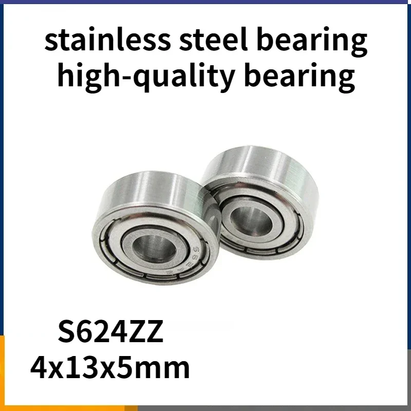 Stainless steel 4X13X5mm waterproof smooth   stainless steel S624ZZ bearing