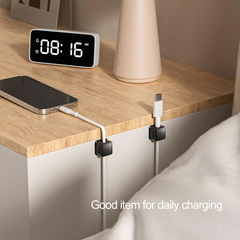 6PCS Magnetic Cable Clips Organizer Charging Smooth Adjustable Cord Winder Holder Under Desk Cable Management Wire Keeper