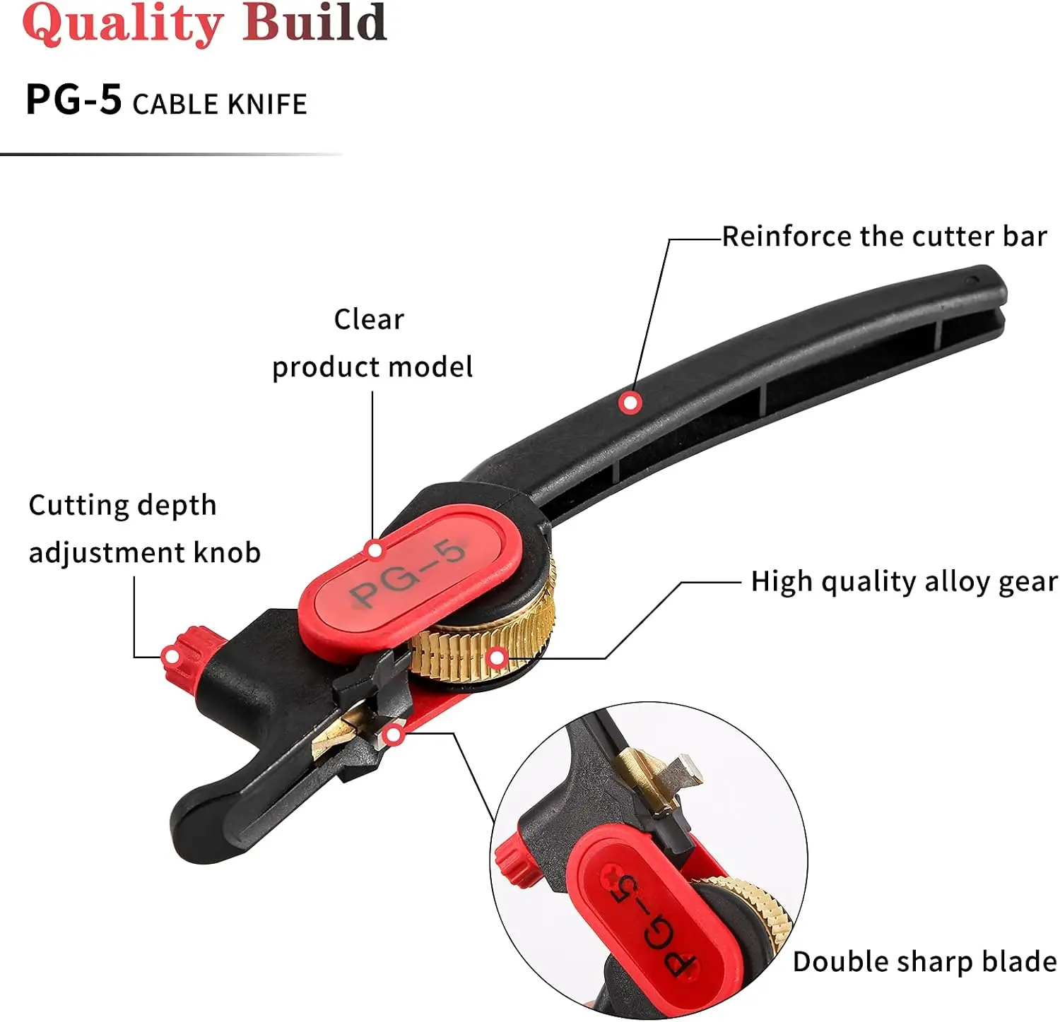 PG-5 Stripper Kabel Messer Ratsche Rad Typ Kabel Abisolieren Für ≥25mm Runde Kabel Peeling Zange Werkzeug – Detail 3