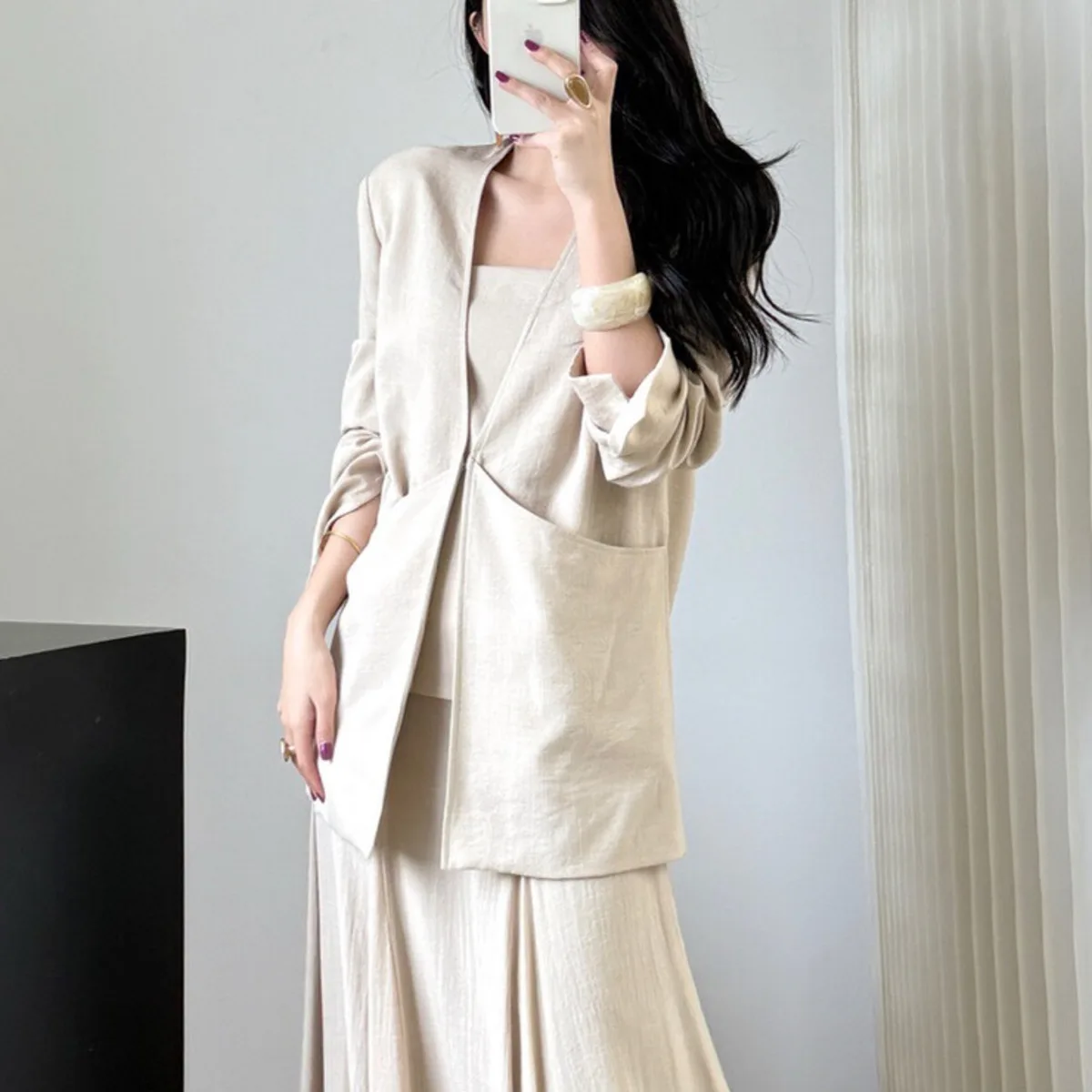 Kwtx 2025 outono feminino elegante com decote em v blazer casaco único breasted simples casual chique lounge outerwear moda na moda designer